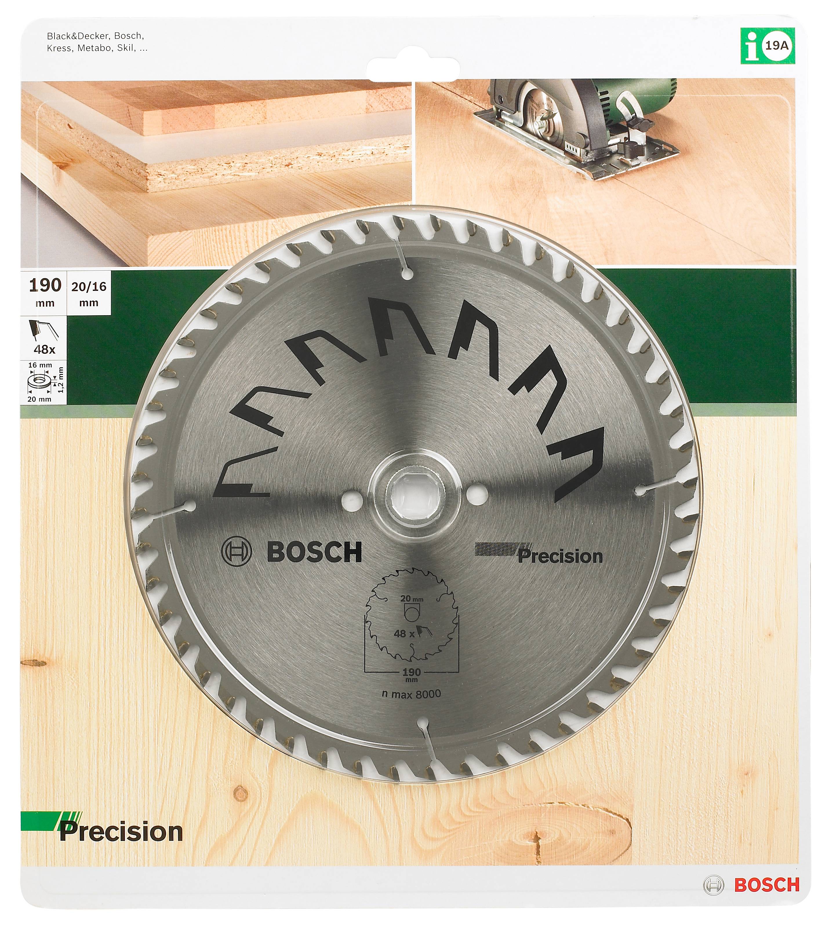 Bosch Accessories Precision 2609256867 Hartmetall Kreissägeblatt 190 x 20mm Zähneanzahl: 48 1St.