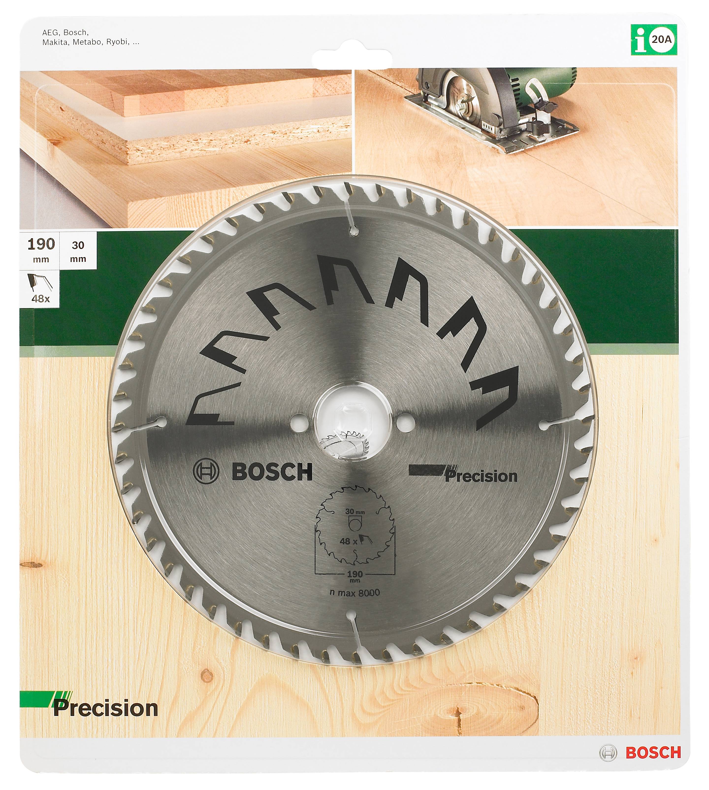 Bosch Accessories Precision 2609256870 Hartmetall Kreissägeblatt 190 x 30mm Zähneanzahl: 48 1St.