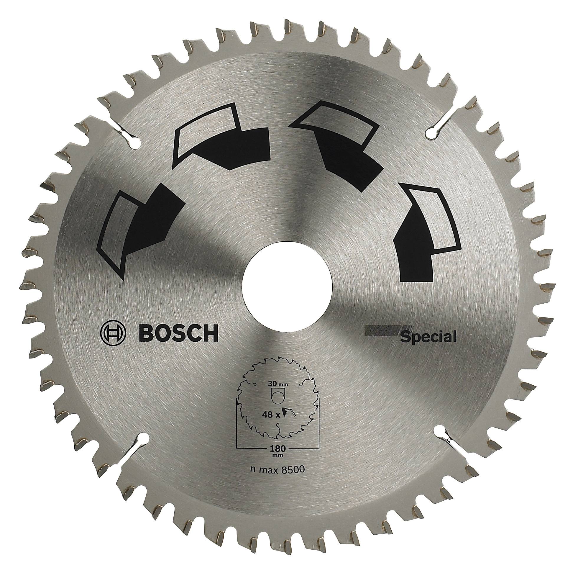 Kreissägeblatt von Bosch mit 48 Zähnen und einem maximalen Drehzahlbereich von 8500 U/min. Geeignet für präzises Schneiden.