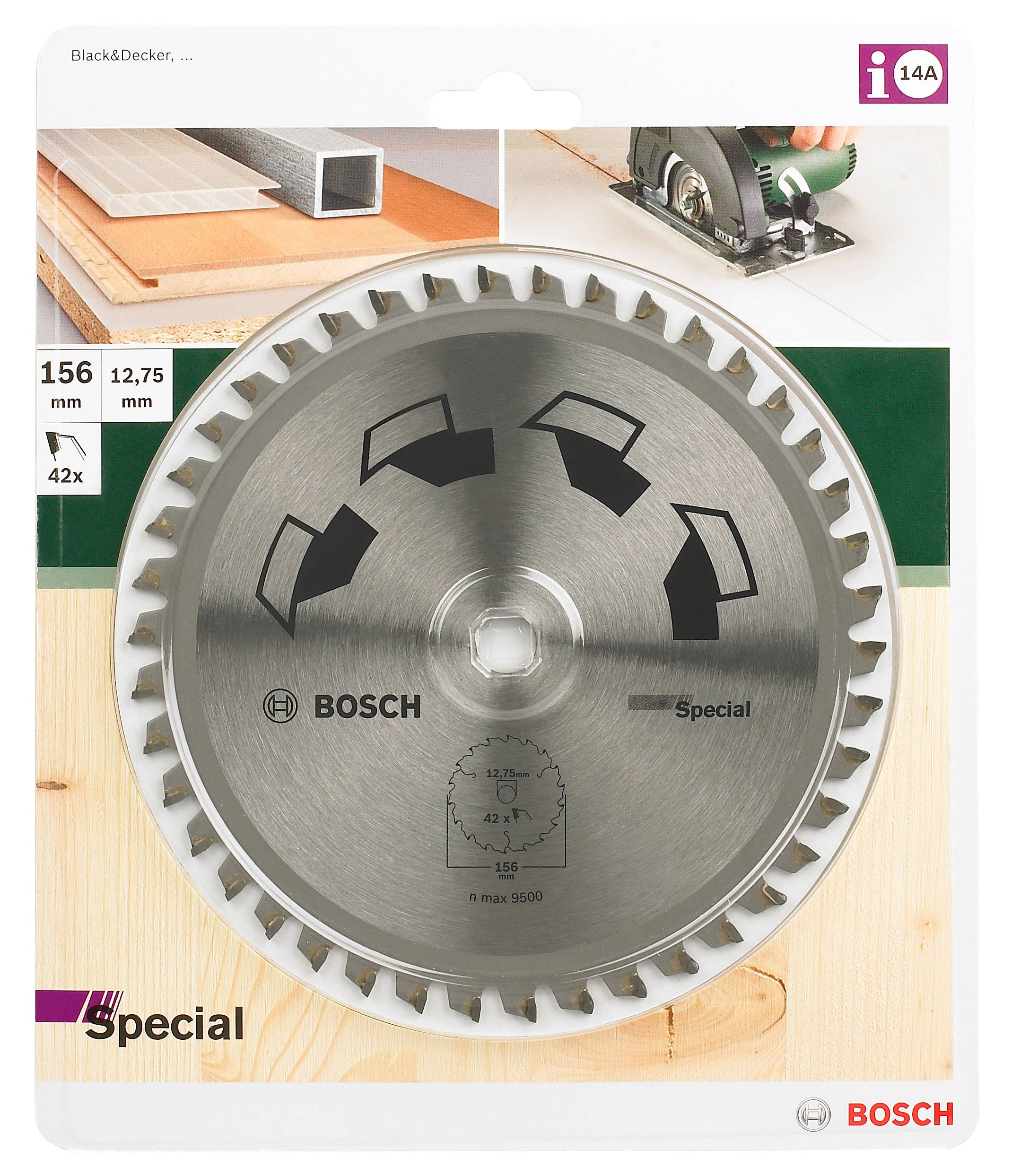 Kreissägeblatt von Bosch für Holz, in Originalverpackung. Geeignet für Holzbearbeitung. Durchmesser 156 mm, 42 Zähne.