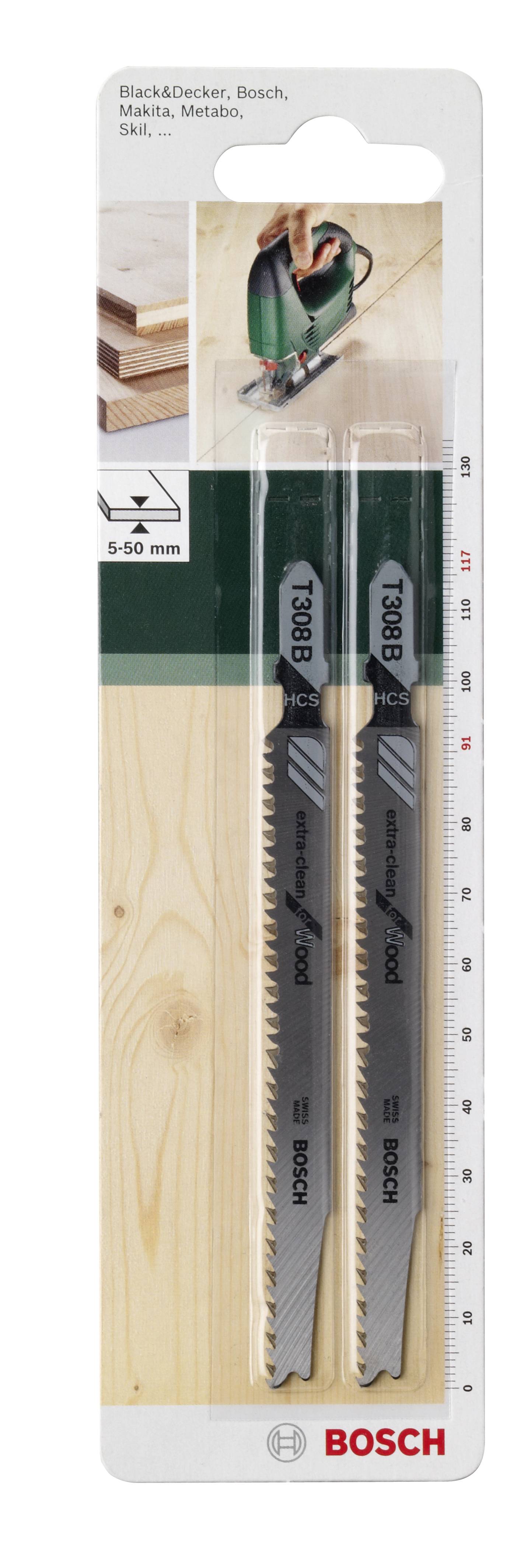 Bosch Accessories 2609256A05 Stichsägeblatt HCS, T 308 B Extra-clean for Wood 2St.