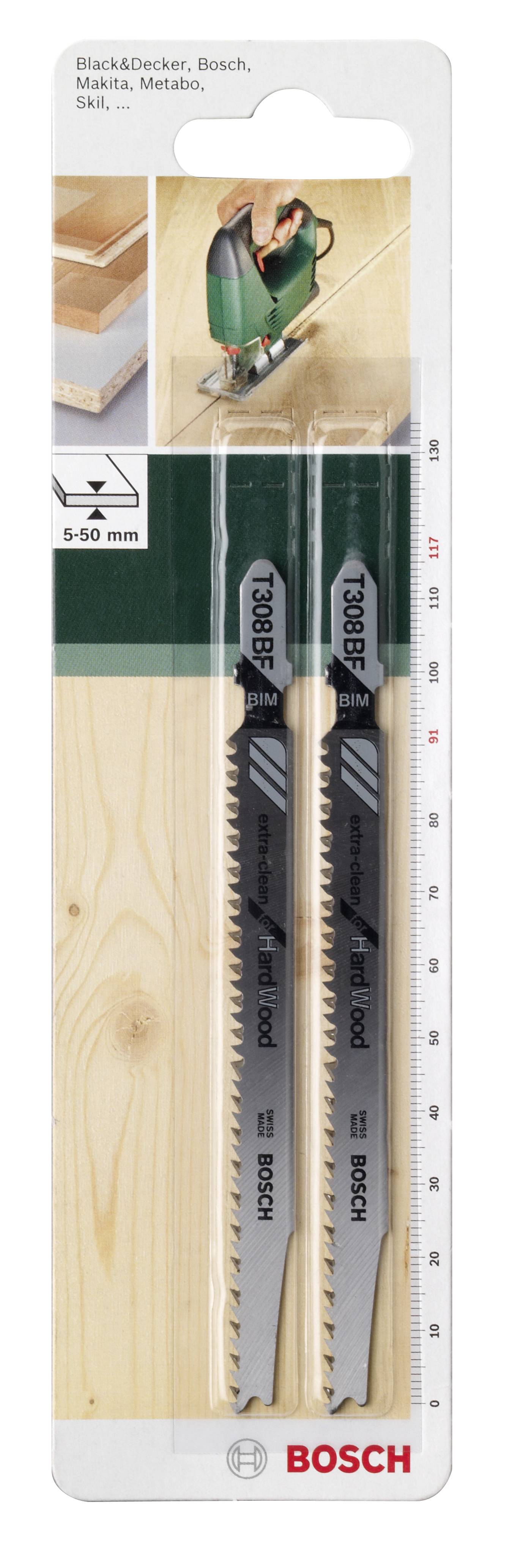 Bosch Accessories 2609256A07 Stichsägeblatt BIM, T 308 BF Extraclean for Hard Wood 2St.