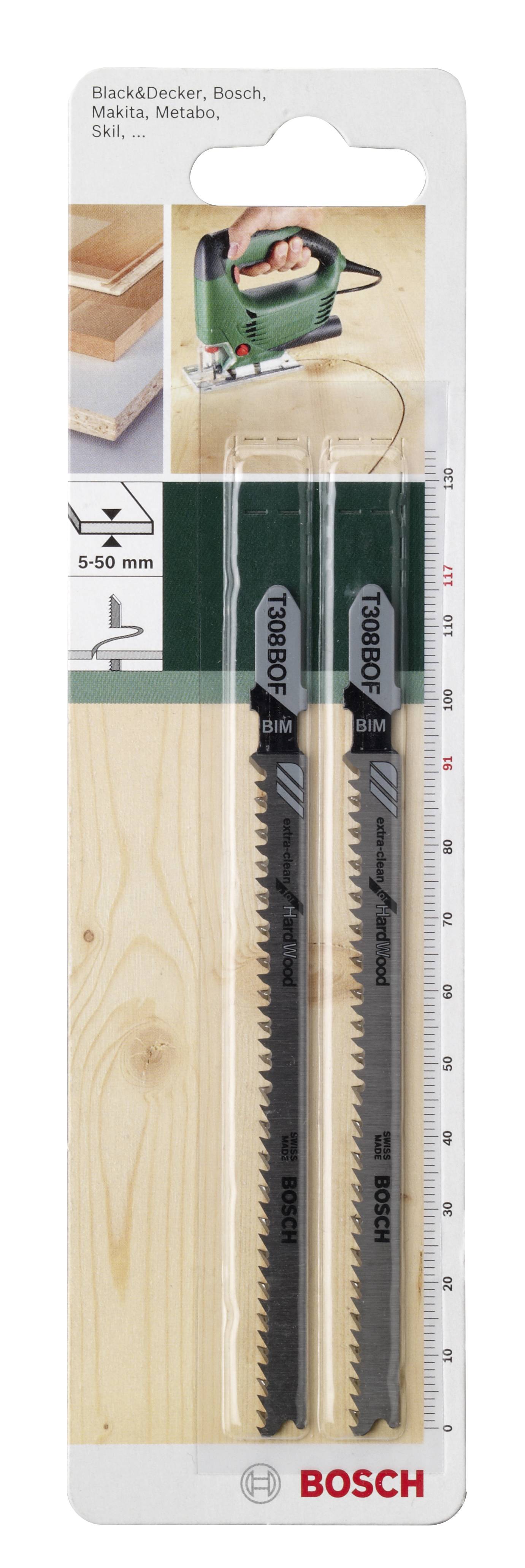 Bosch Accessories 2609256A08 Stichsägeblatt BIM, T 308 BOF Extraclean for Hard Wood 2St.