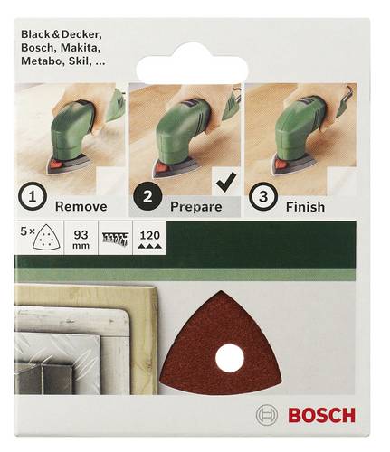 Bosch Accessories 2609256A49 Deltaschleifpapier mit Klett, gelocht Körnung (num) 60 Eckmaß 93 mm 5