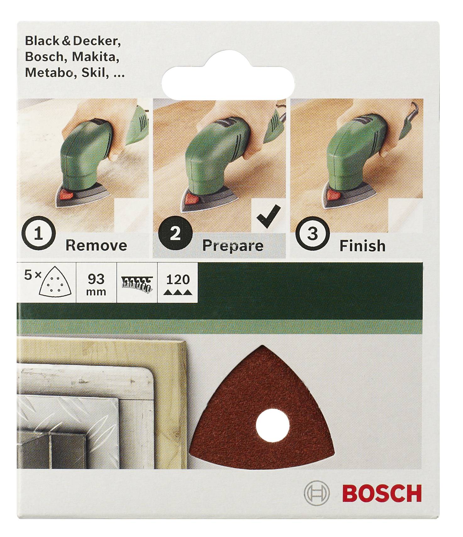 Bosch Accessories 2609256A53 Deltaschleifpapier mit Klett, gelocht Körnung (num) 240 Eckmaß 93 mm 5