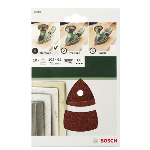Bosch Accessories 2609256A62 Multischleifpapier mit Klett, gelocht Körnung 60 (L x B) 102mm x 62.93mm 10St.