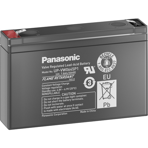Panasonic High-Power UP-VW0645P1 Bleiakku 6V 7.8Ah Blei-Vlies (AGM) (B x H x T) 150 x 94 x 34mm Flachstecker 6.35mm Wartungsfrei