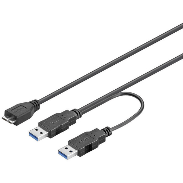 Goobay USB 3.0 Anschlusskabel [2x USB 3.0 Stecker A - 1x USB 3.0 Stecker Micro B] 0.6m Schwarz