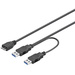 Goobay USB 3.0 Anschlusskabel [2x USB 3.0 Stecker A - 1x USB 3.0 Stecker Micro B] 0.6m Schwarz