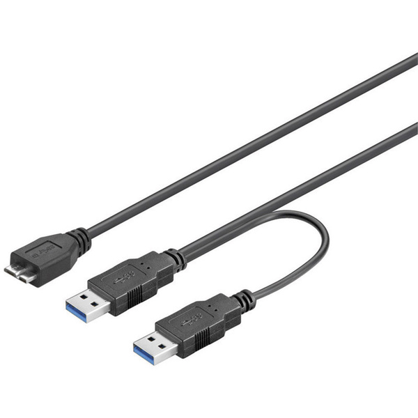 Goobay USB 3.0 Anschlusskabel [2x USB 3.0 Stecker A - 1x USB 3.0 Stecker Micro B] 1.8m Schwarz