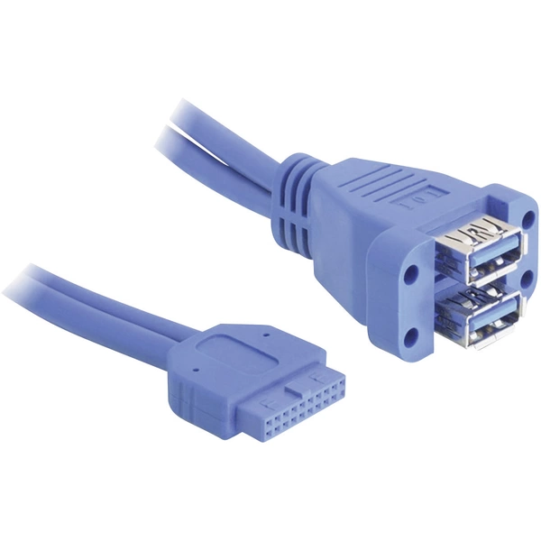 Delock USB-Kabel USB 3.2 Gen1 (USB 3.0 / USB 3.1 Gen1) Pfostenstecker 19pol., USB-A Buchse 0.45 m Blau UL-zertifiziert 82942 Delock USB-Kabel USB 3.2 Gen1 (USB 3.0 / USB 3.1 Gen1) Pfostenstecker 19pol., USB-A Buchse 0.45 m Blau UL-zertifiziert 82942