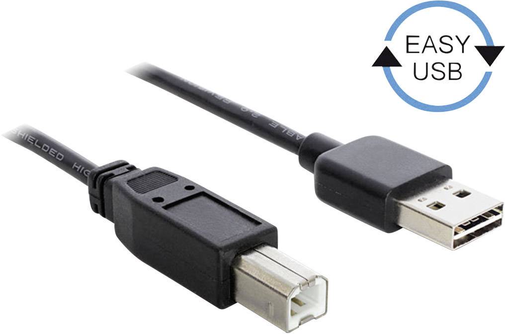 Ein USB-Kabel mit 'EASY USB'-Symbol, zeigt den USB-Stecker und den anderen Anschluss. Symbol deutet auf einfache Verbindung hin.