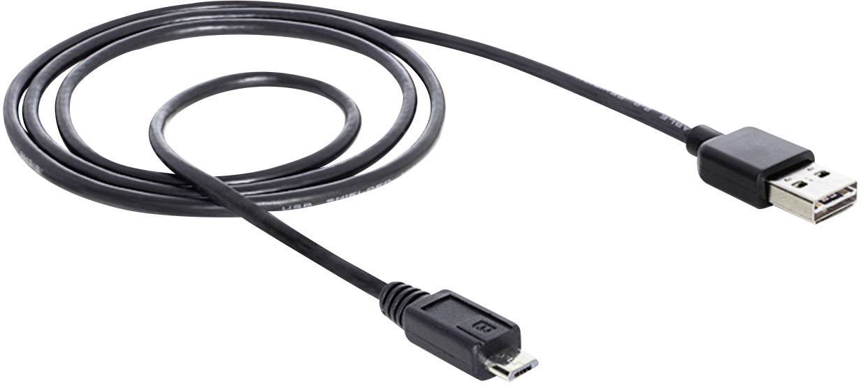 Delock 1.00 m Schwarz beidseitig verwendbarer Stecker, vergoldete Steckkontakte, UL-zertifiziert 83366