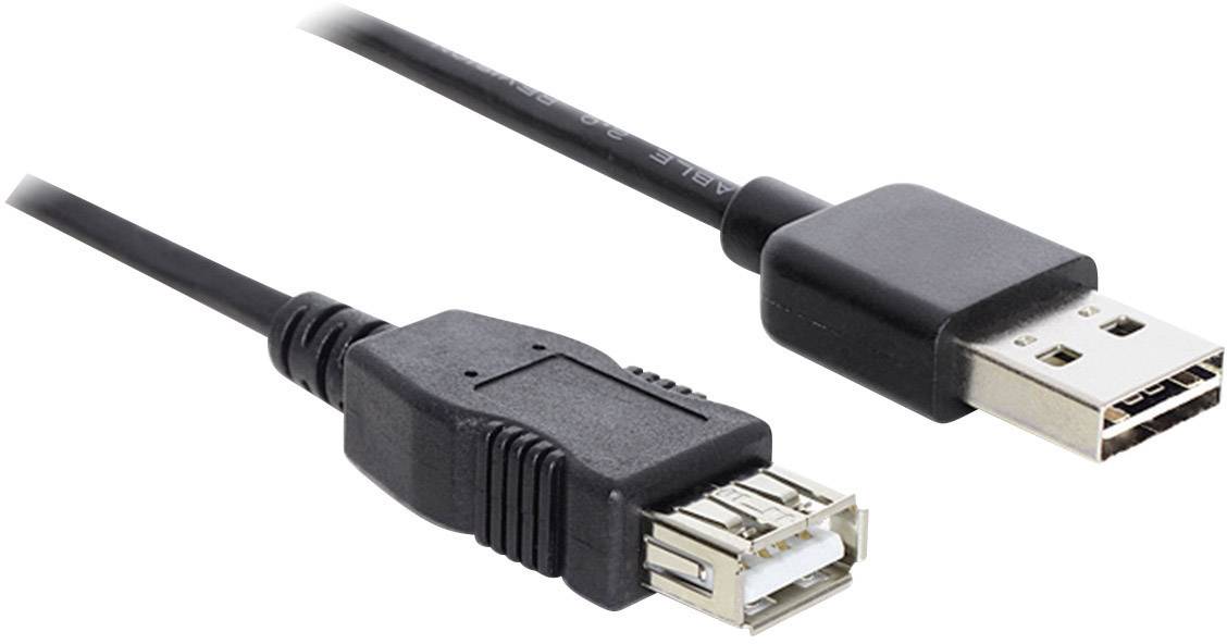 Delock 2.00 m Schwarz beidseitig verwendbarer Stecker, vergoldete Steckkontakte, UL-zertifiziert 83371