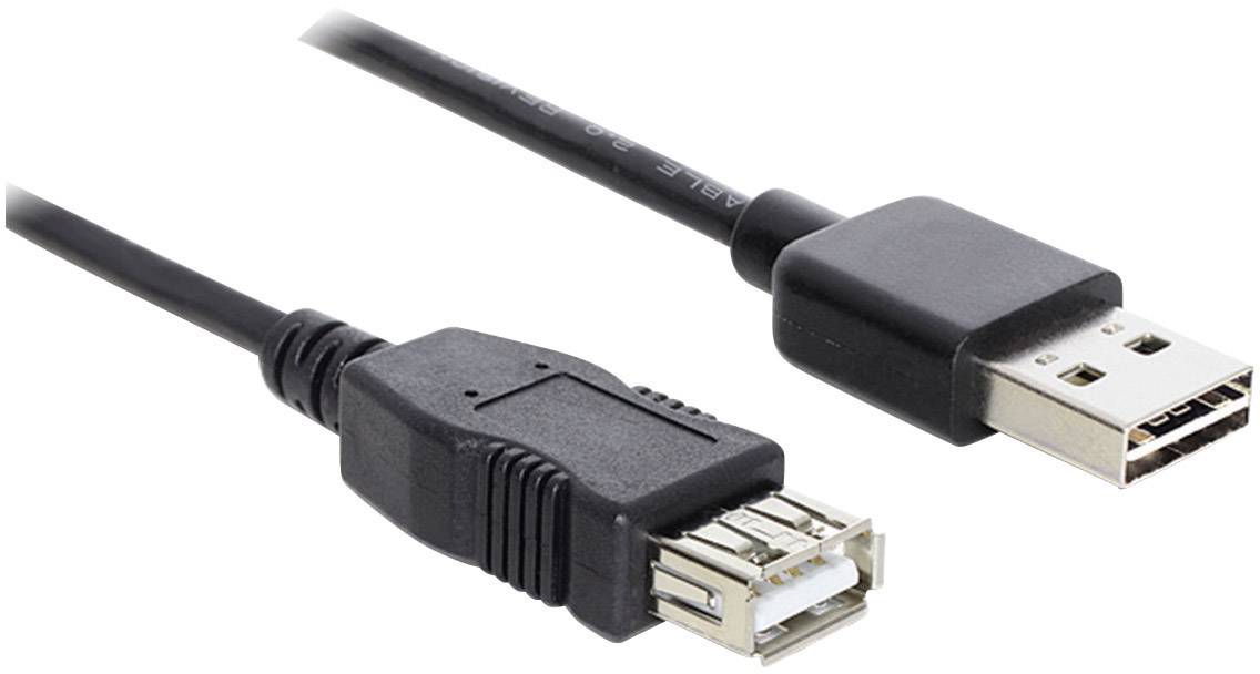 Delock USB-Kabel USB 2.0 USB-A Stecker, USB-A Buchse 3.00 m Schwarz beidseitig verwendbarer Stecker, vergoldete Steckkontakte, UL-zertifiziert 83372