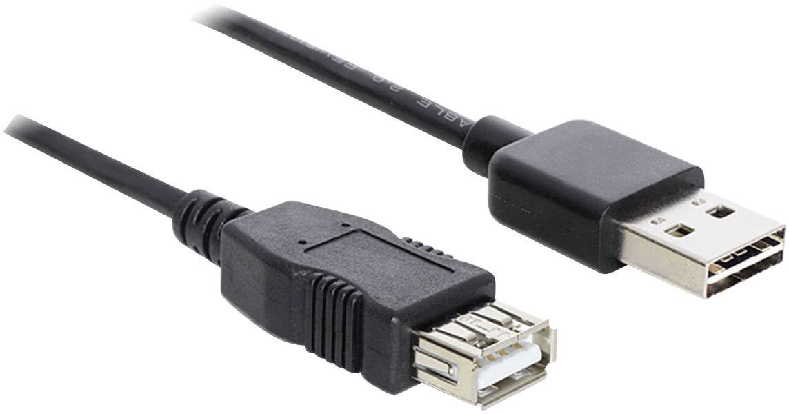 USB-Verlängerungskabel mit männlichem und weiblichem Stecker, verwendet zur Verlängerung einer USB-Verbindung zwischen Geräten.