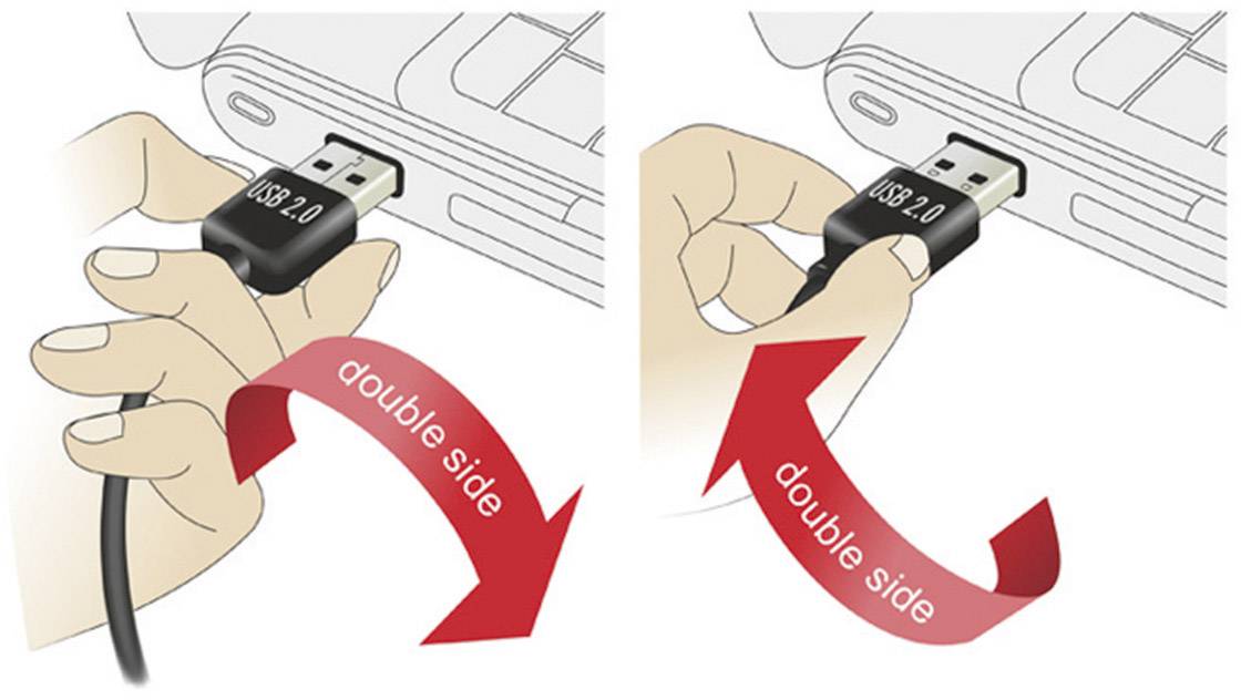 Delock USB-Kabel USB 2.0 USB-A Stecker, USB-A Buchse 5.00m Schwarz beidseitig verwendbarer Stecker, vergoldete Steckkontakte
