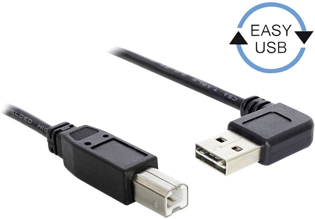 Delock USB-Kabel USB 2.0 USB-A Stecker, USB-B Stecker 2.00 m Schwarz vergoldete Steckkontakte, UL-zertifiziert 83375