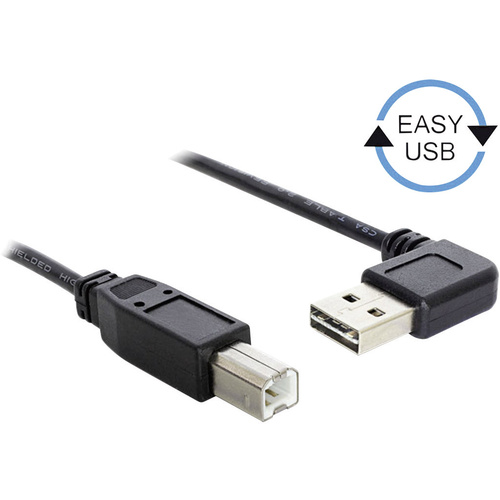 Delock USB-Kabel USB 2.0 USB-A Stecker, USB-B Stecker 2.00m Schwarz vergoldete Steckkontakte, UL-zertifiziert 83375