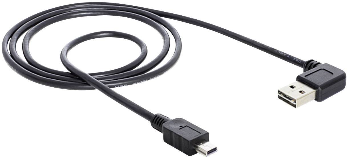 Delock USB-Kabel USB 2.0 USB-A Stecker, USB-Mini-B Stecker 1.00 m Schwarz vergoldete Steckkontakte, UL-zertifiziert 83378