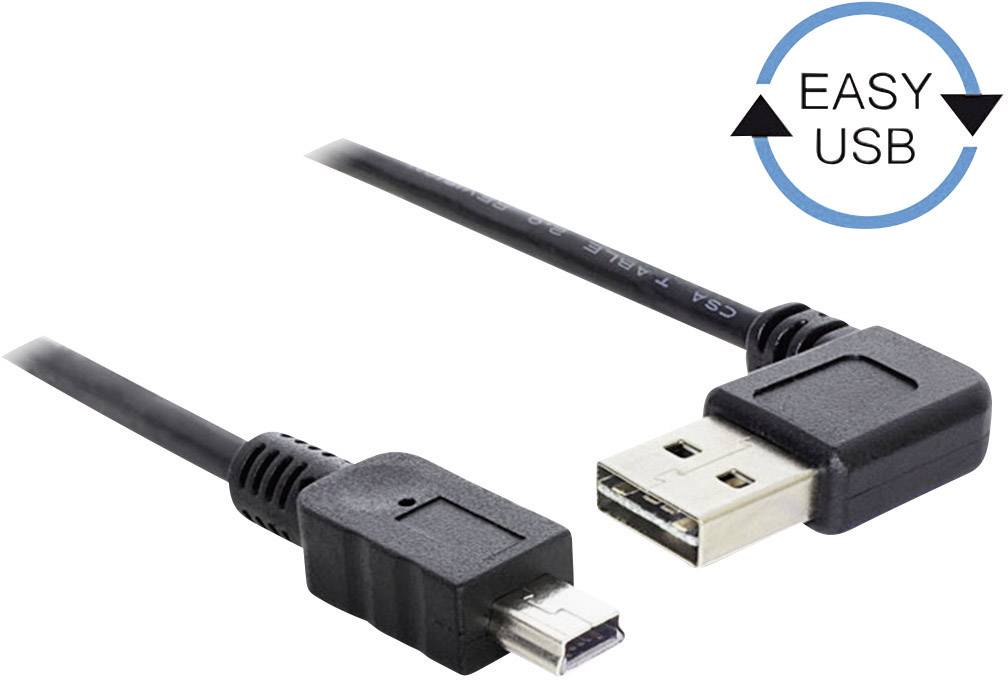 Delock USB-Kabel USB 2.0 USB-A Stecker, USB-Mini-B Stecker 2.00 m Schwarz vergoldete Steckkontakte