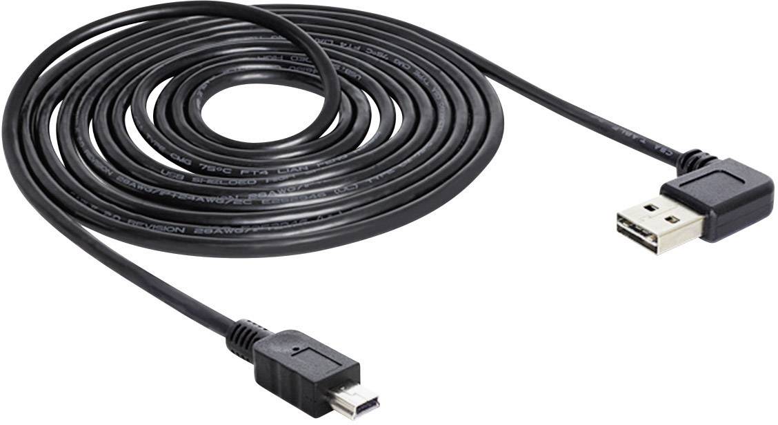 DELOCK USB Kabel A -> mini A St/St 3.00m 90°gew. sw Easy USB