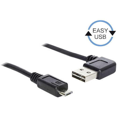Delock USB-Kabel USB 2.0 USB-A Stecker, USB-Micro-B Stecker 1.00 m Schwarz vergoldete Steckkontakte