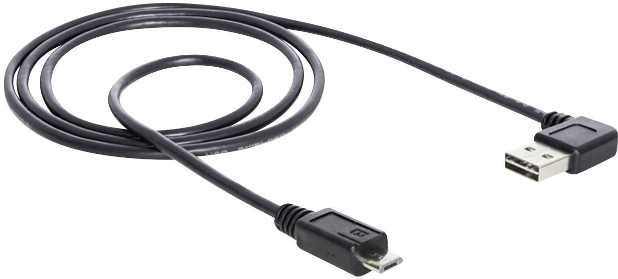 Delock USB-Kabel USB 2.0 USB-A Stecker, USB-Micro-B Stecker 1.00 m Schwarz vergoldete Steckkontakte