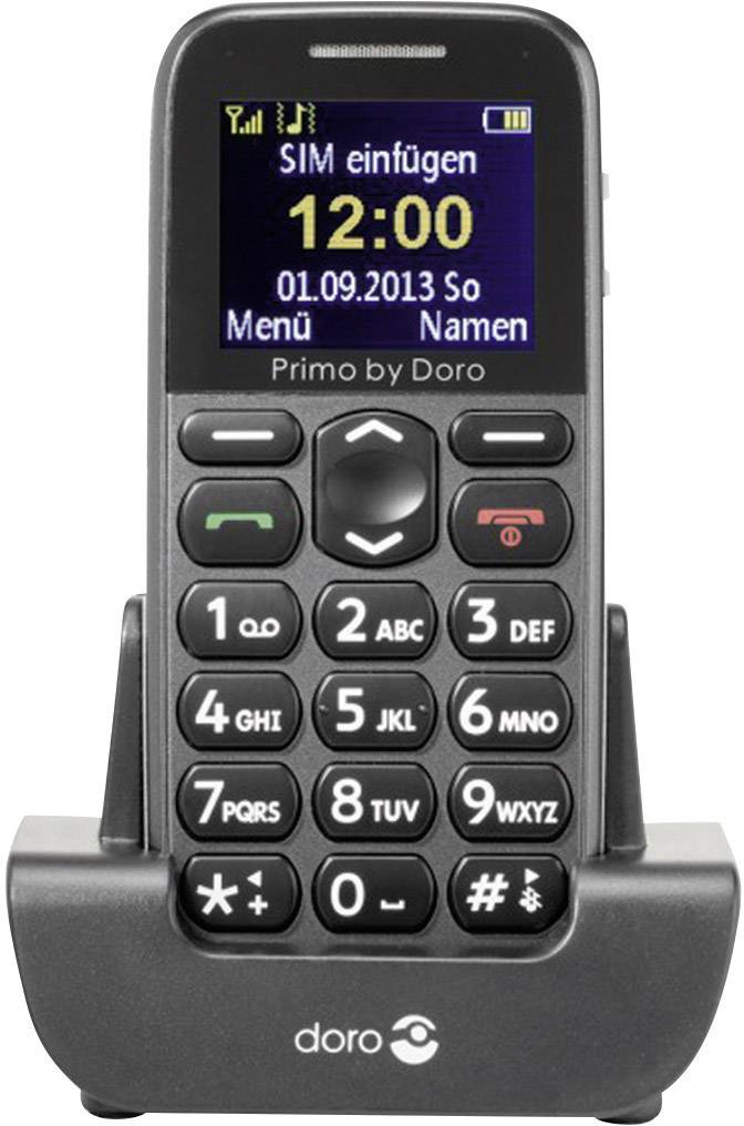 Primo by DORO 215 Senioren-Handy mit Ladestation, SOS Taste Grau