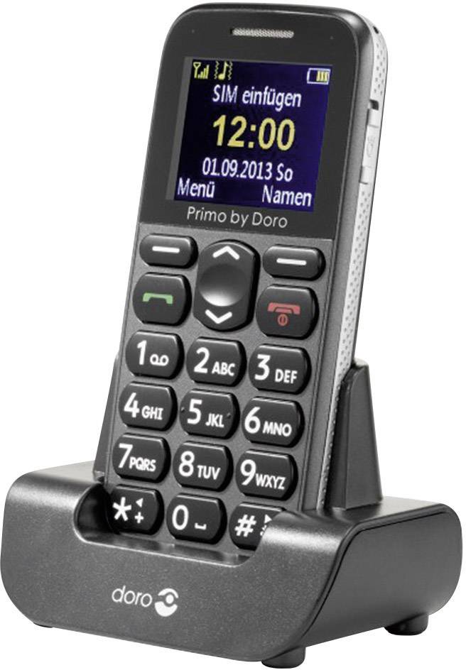 Primo by DORO 215 Senioren-Handy mit Ladestation, SOS Taste Grau