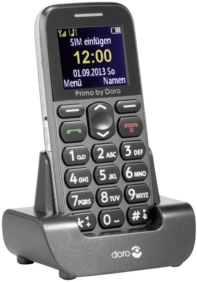 Primo by DORO 215 Senioren-Handy mit Ladestation, SOS Taste Grau