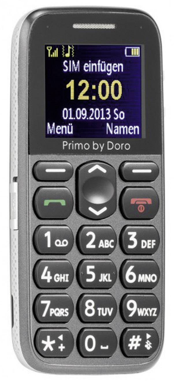 Primo by DORO 215 Senioren-Handy mit Ladestation, SOS Taste Grau