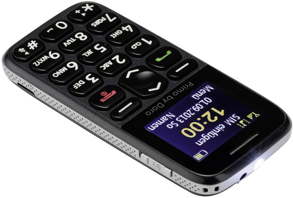 Primo by DORO 215 Senioren-Handy mit Ladestation, SOS Taste Grau