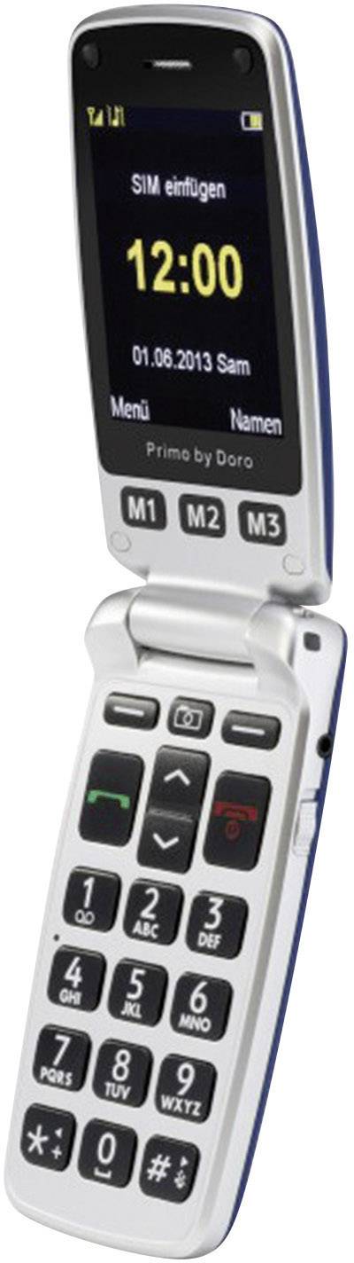 Primo by DORO 413 Senioren-Klapp-Handy mit Ladestation, SOS Taste Blau