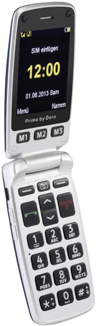 Primo by DORO 413 Senioren-Klapp-Handy mit Ladestation, SOS Taste Blau