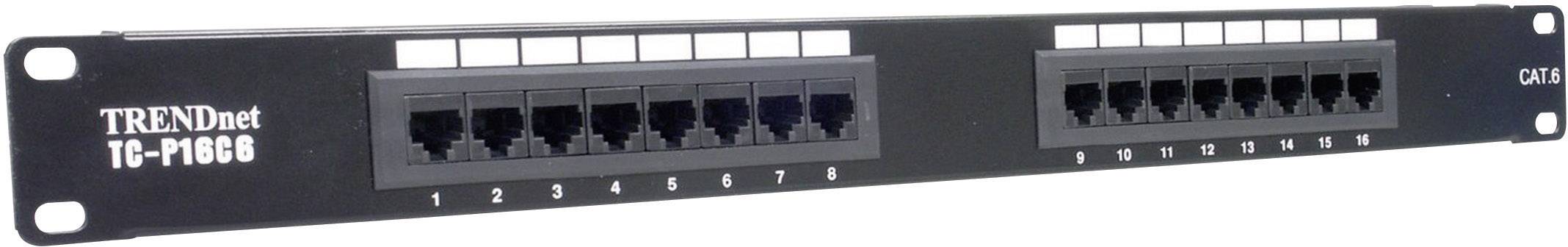 TrendNet TC-P16C6 16 Port Netzwerk-Patchpanel CAT 6 1 HE Schwarz Bestückt