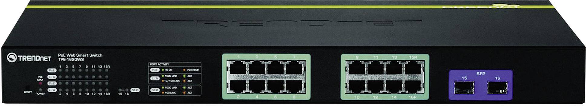 TRENDnet TPE-1620WS 16-Port Switch Gigabit Web Smart 16 PoE, 2 SFP (shared)