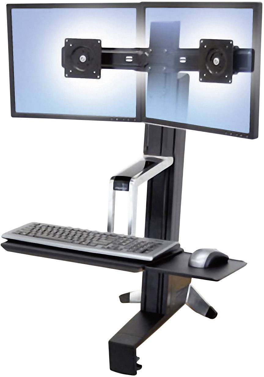 Ergotron Monitor-Tischhalterung WorkFit-S 2 Display(s) 25,4 cm (10") - 61 cm (24") Schwarz Höhenverstellbar, Tastaturablage, Neigbar, Rotierbar