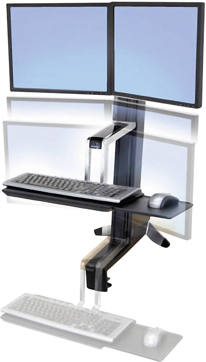 Ergotron WorkFit-S Monitor-Tischhalterung 2 Display(s) 25,4 cm (10") - 61 cm (24") Schwarz Höhenverstellbar, Tastaturablage, Neigbar, Rotierbar