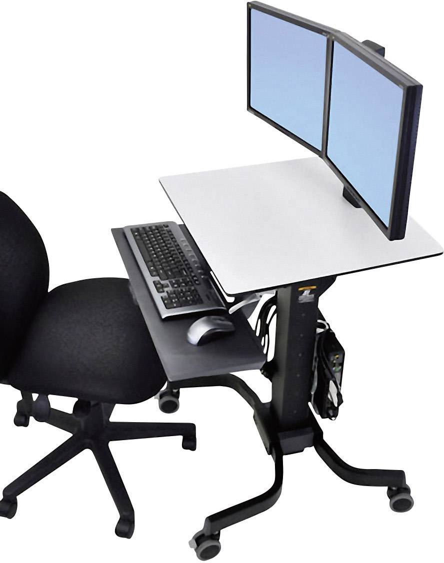 Ergotron WorkFit-C 2fach TV-Rollwagen 25,4 cm (10") - 61 cm (24") Schwarz, Grau Höhenverstellbar, Tastaturablage, Rotierbar