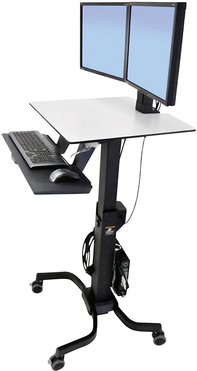 Ergotron WorkFit-C 2fach TV-Rollwagen 25,4 cm (10") - 61 cm (24") Schwarz, Grau Höhenverstellbar, Tastaturablage, Rotierbar