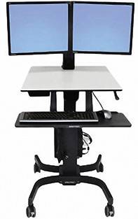 Ergotron WorkFit-C 2fach TV-Rollwagen 25,4 cm (10") - 61 cm (24") Schwarz, Grau Höhenverstellbar, Tastaturablage, Rotierbar