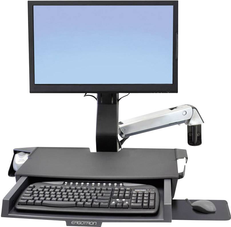 Ergotron StyleView® Sit-Stand Combo Monitor-Wandhalterung 1 Display(s) 25,4 cm (10") - 61 cm (24") Schwarz, Aluminium Höhenverstellbar, Tastaturabl