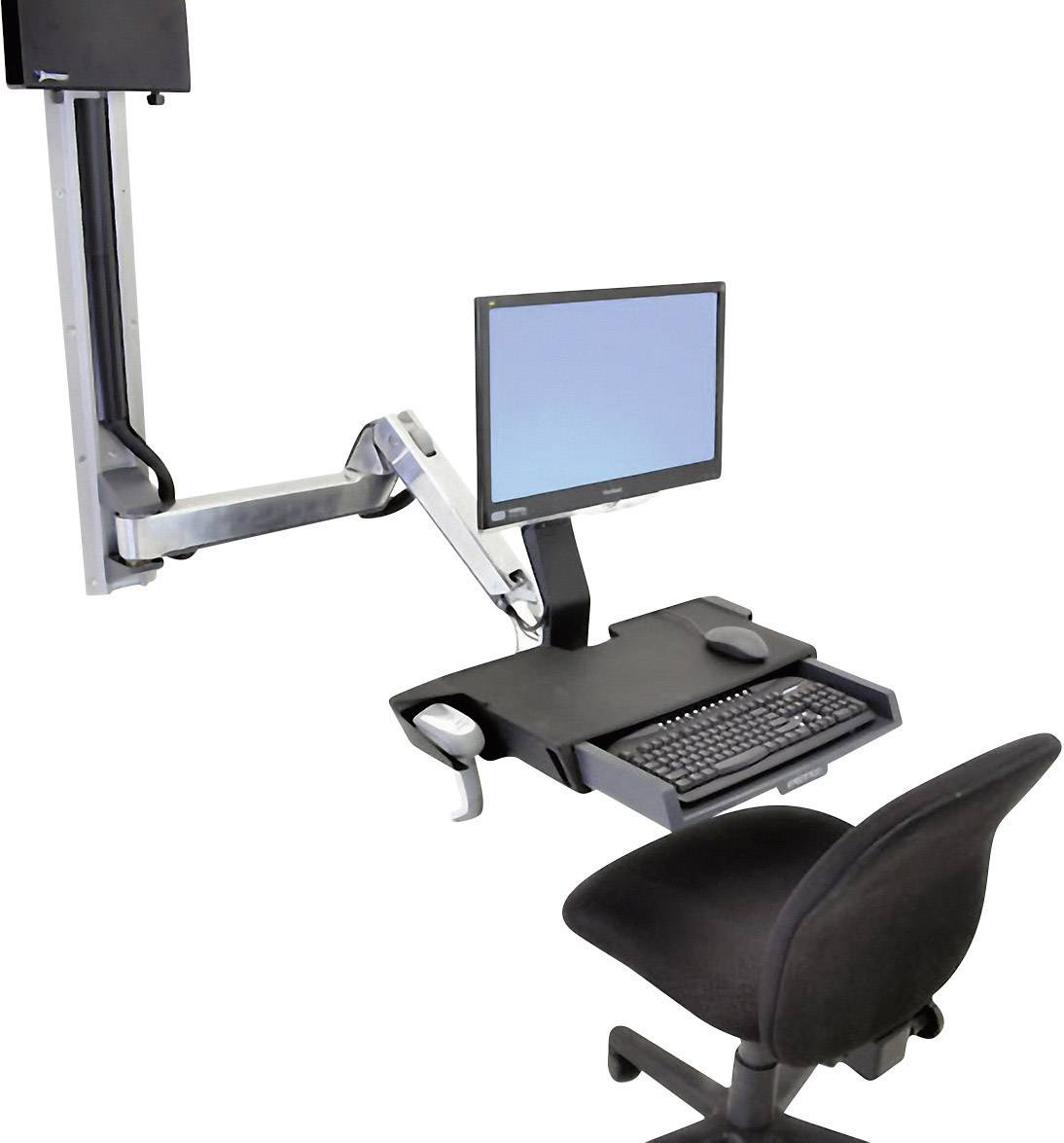 Ergotron StyleView Sit-Stand Combo 1fach Monitor-Wandhalterung 25,4 cm (10") - 61,0 cm (24") Aluminium (poliert) Höhenverstellbar, Tastaturablage