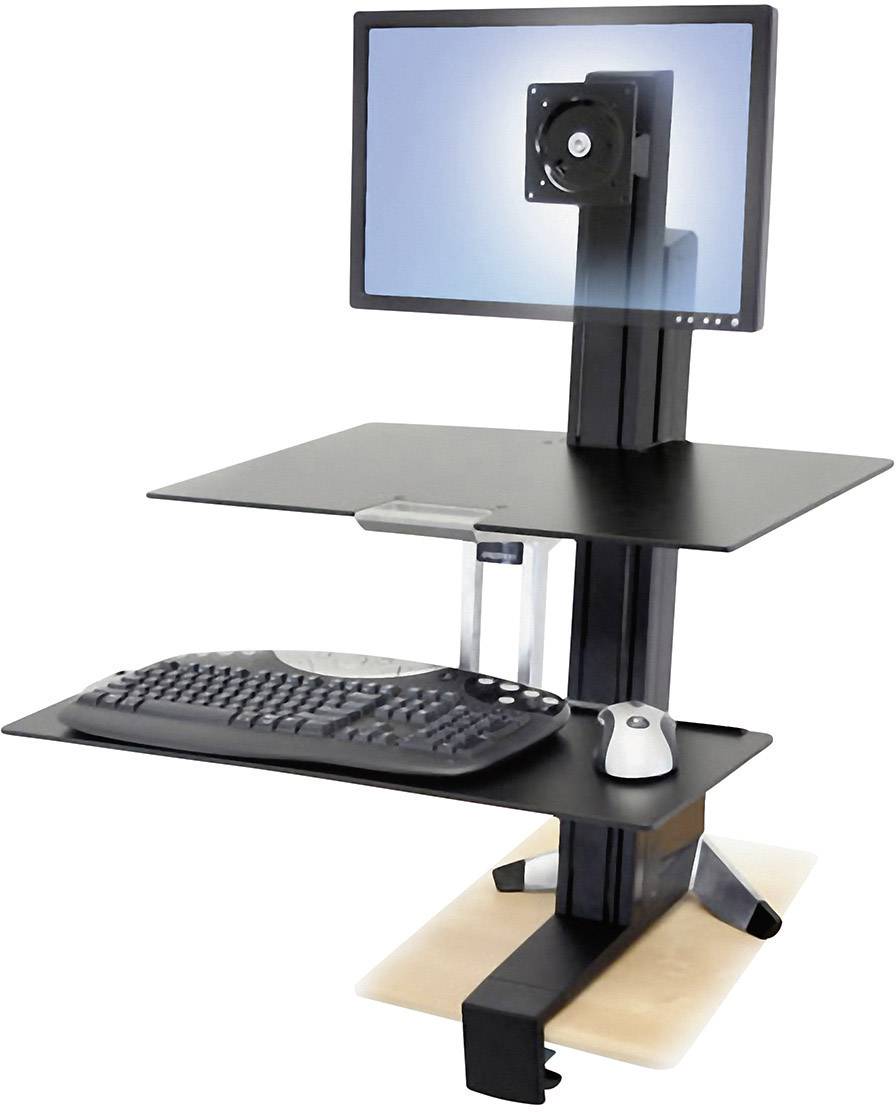 Ergotron Monitor-Tischhalterung WorkFit-S 1 Display(s) 25,4 cm (10") - 61 cm (24") Schwarz, Aluminium (poliert) Höhenverstellbar, Tastaturablage
