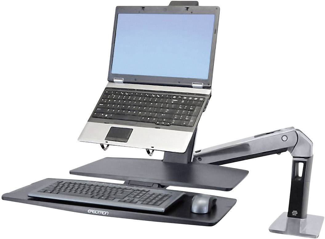 Ergotron Monitor-Tischhalterung WorkFit-A 1 Display(s) 25,4 cm (10") - 61 cm (24") Schwarz, Aluminium (poliert) Höhenverstellbar, Tastaturablage