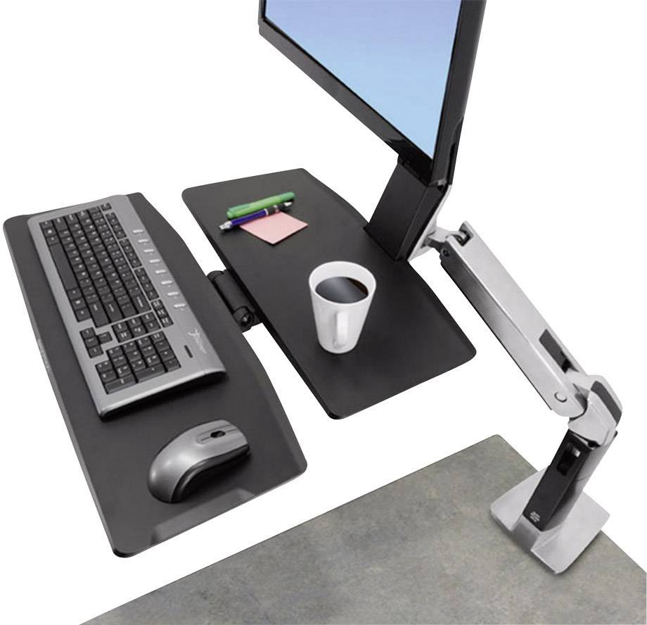 Ergotron WorkFit-A 1fach Monitor-Tischhalterung 25,4 cm (10") - 61 cm (24") Schwarz, Aluminium (poliert) Höhenverstellbar, Tastaturablage, Neigbar