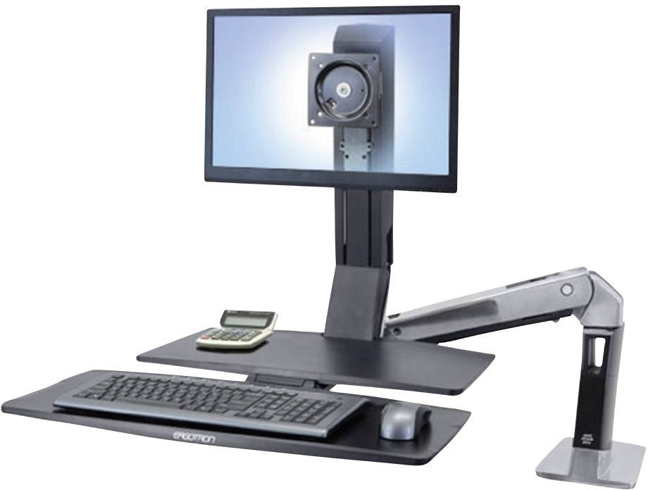 Ergotron WorkFit-A 1fach Monitor-Tischhalterung 25,4 cm (10") - 61 cm (24") Schwarz, Aluminium (poliert) Höhenverstellbar, Tastaturablage, Neigbar