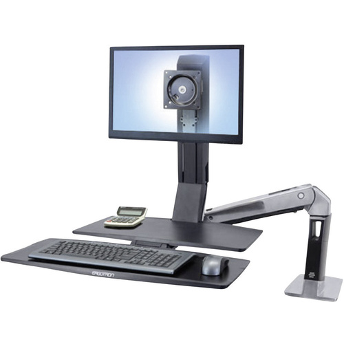 Ergotron WorkFit-A 1fach Monitor-Tischhalterung 25,4cm (10") - 61,0cm (24") Schwarz, Aluminium (poliert) Höhenverstellbar