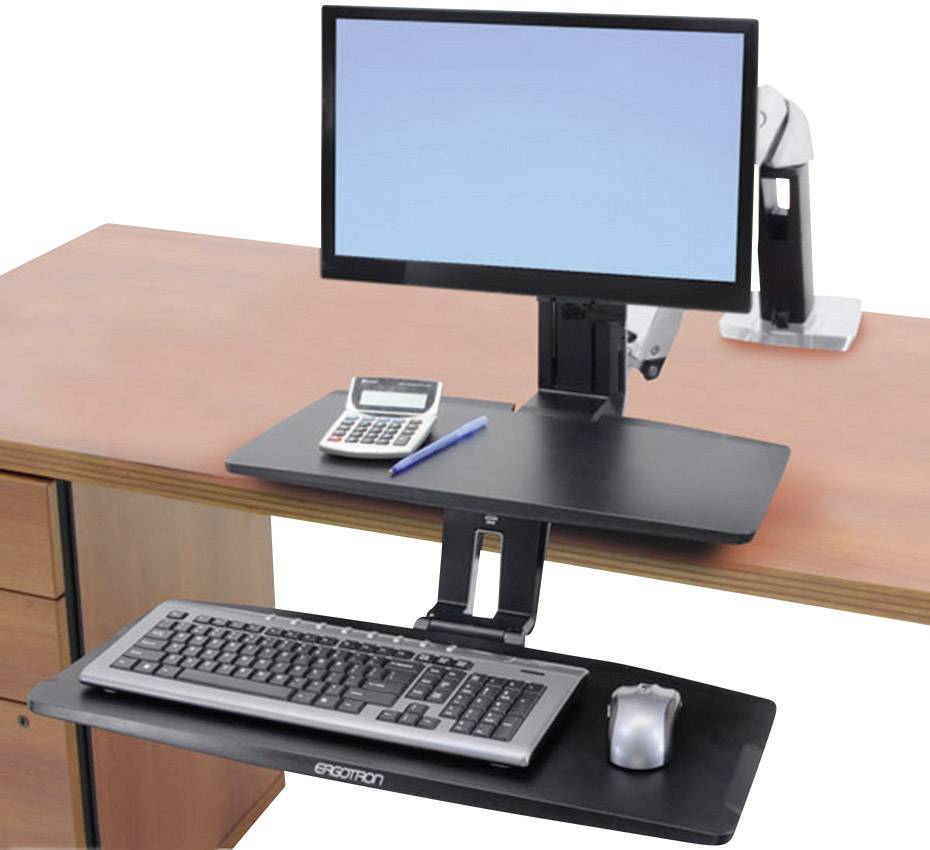Ergotron WorkFit-A 1fach Monitor-Tischhalterung 25,4 cm (10") - 61 cm (24") Schwarz, Aluminium (poliert) Höhenverstellbar, Tastaturablage, Neigbar